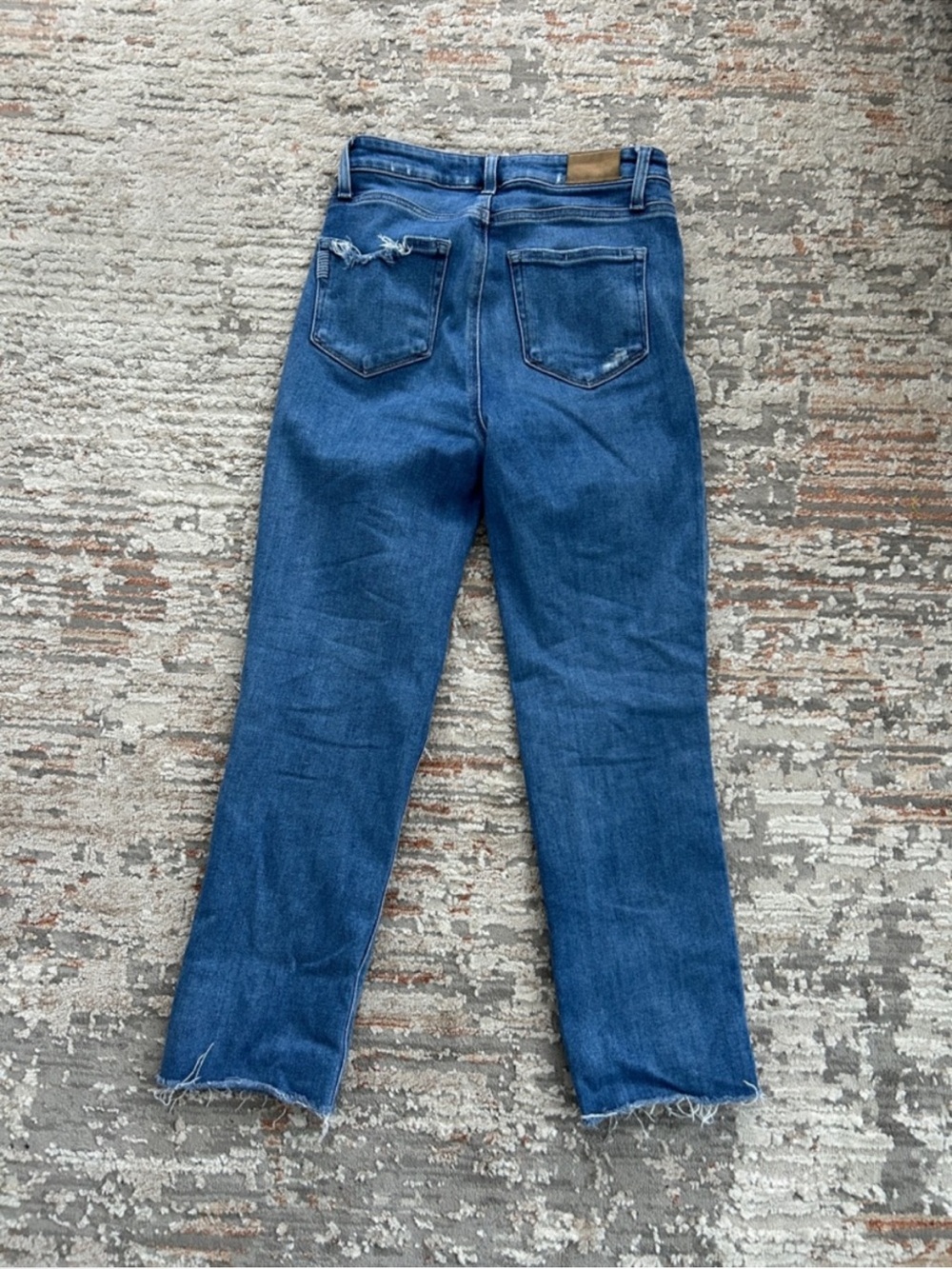 PAIGE Blue Distressed Straight-Leg Jeans - Picture 5 of 7